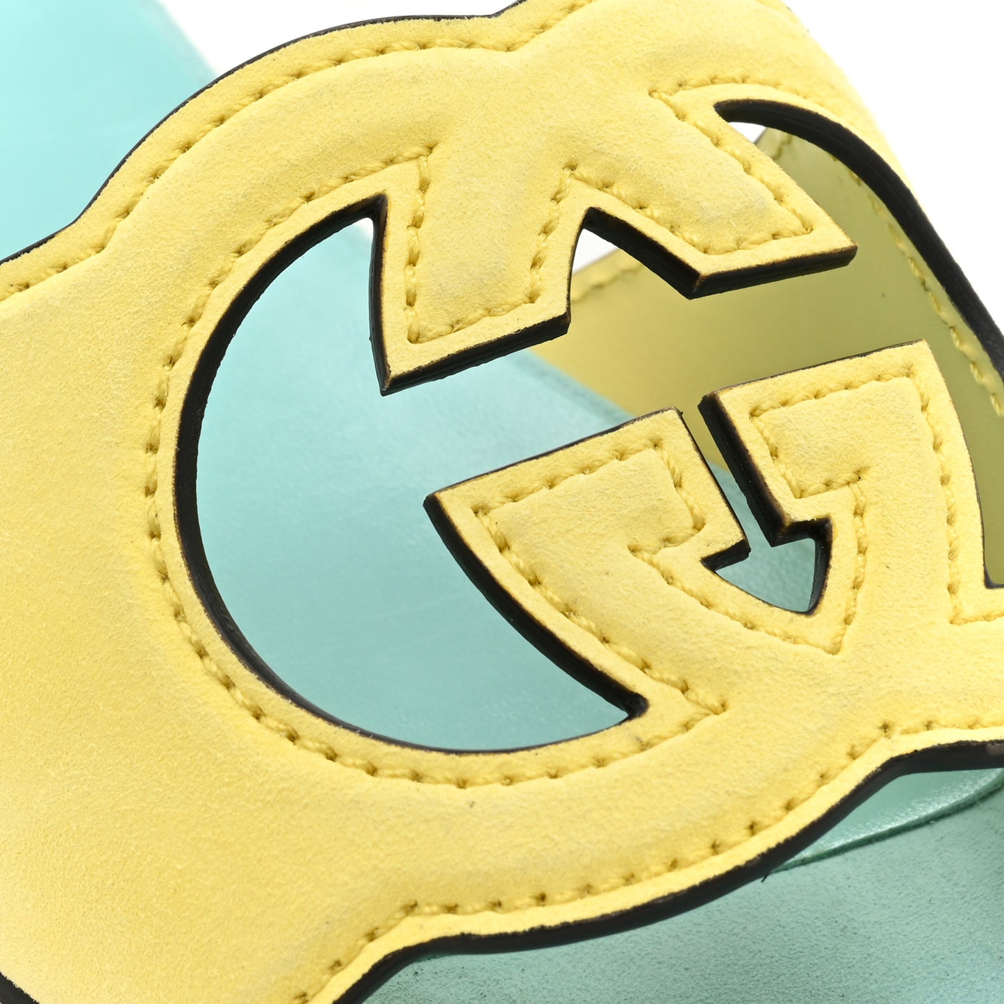 Kid Scamosciato Interlocking G Cut Out Slide Sandals 38.5 Banana