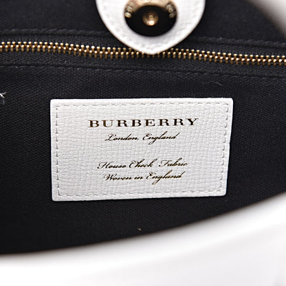 Burberry Grainy Calfskin House Check Small Banner Tote Chalk White 6 of 10