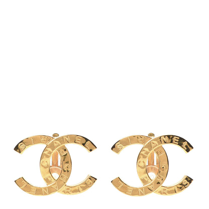 Chanel Metal CC Paris Button Clip On Earrings Gold 1 of 5
