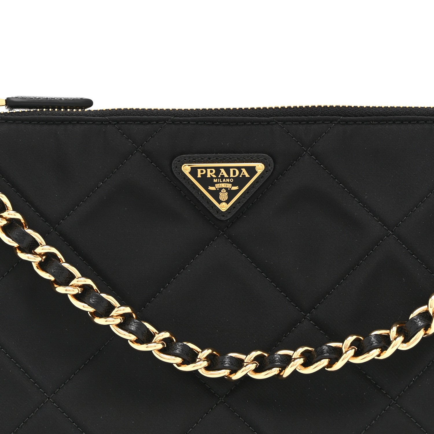 Prada Re-Nylon Tessuto Impuntu Quilted Re-Edition 1995 Chaine Pouch Black 14 of 19