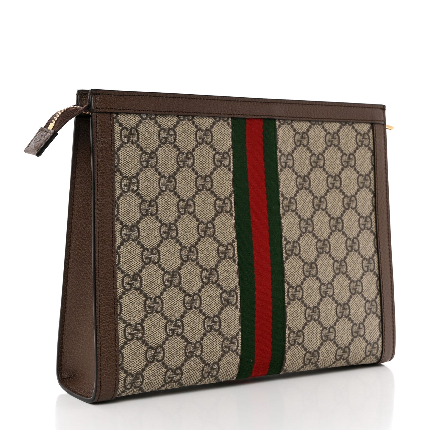 GG Supreme Monogram Web Ophidia Pouch Brown