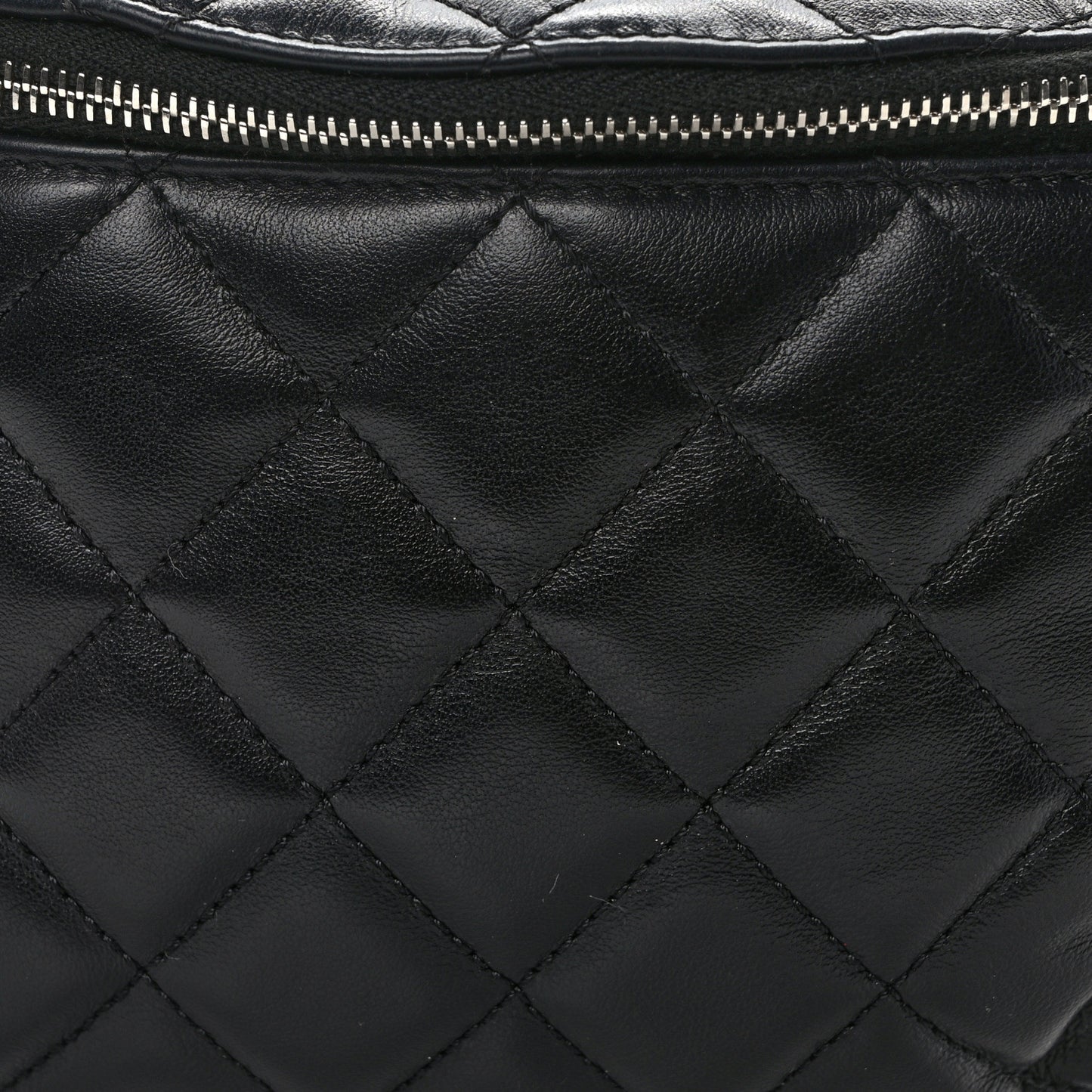 Calfskin Quilted Waist Belt Bag Black