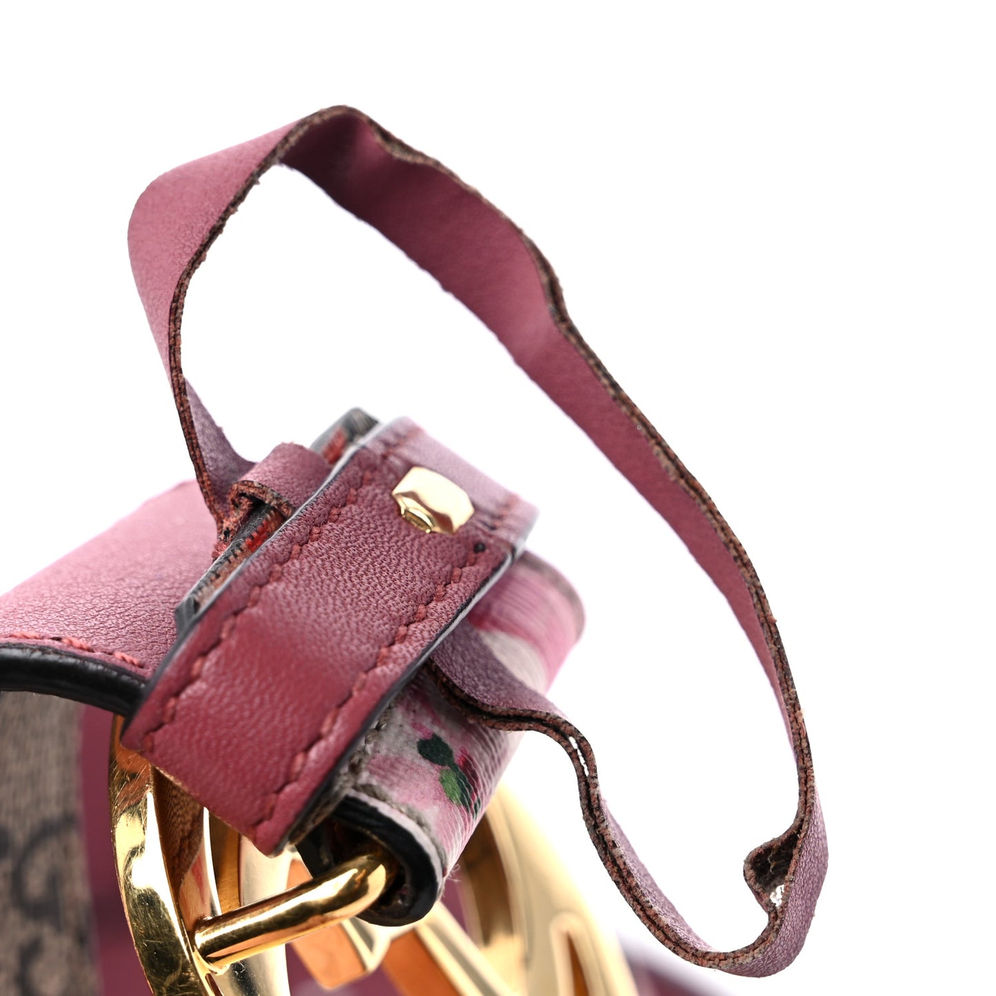 GG Supreme Monogram Blooms Moon Calfskin Interlocking G 37mm Belt 75 30 Beige Ebony Multicolor Dry Rose