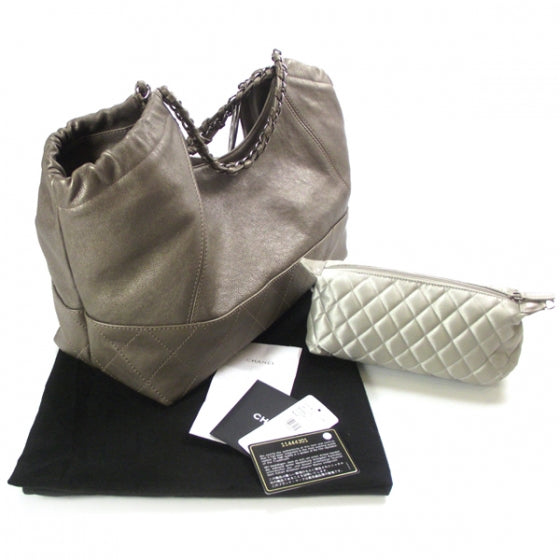 Chanel Leather Baby Coco Cabas Argent Fonce 3 of 12