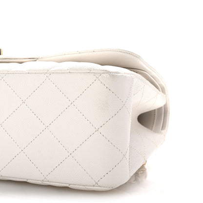 Chanel Caviar Quilted Jumbo Double Flap White 10 of 10