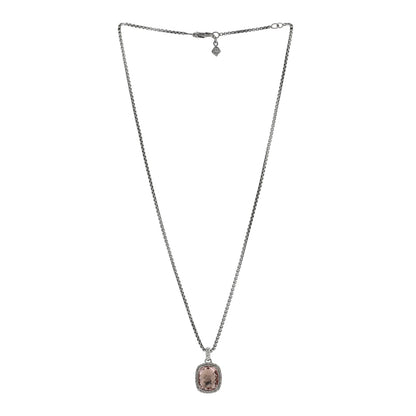 David Yurman Sterling Silver Diamond Morganite 12mm Noblesse Pendant Necklace 3 of 4