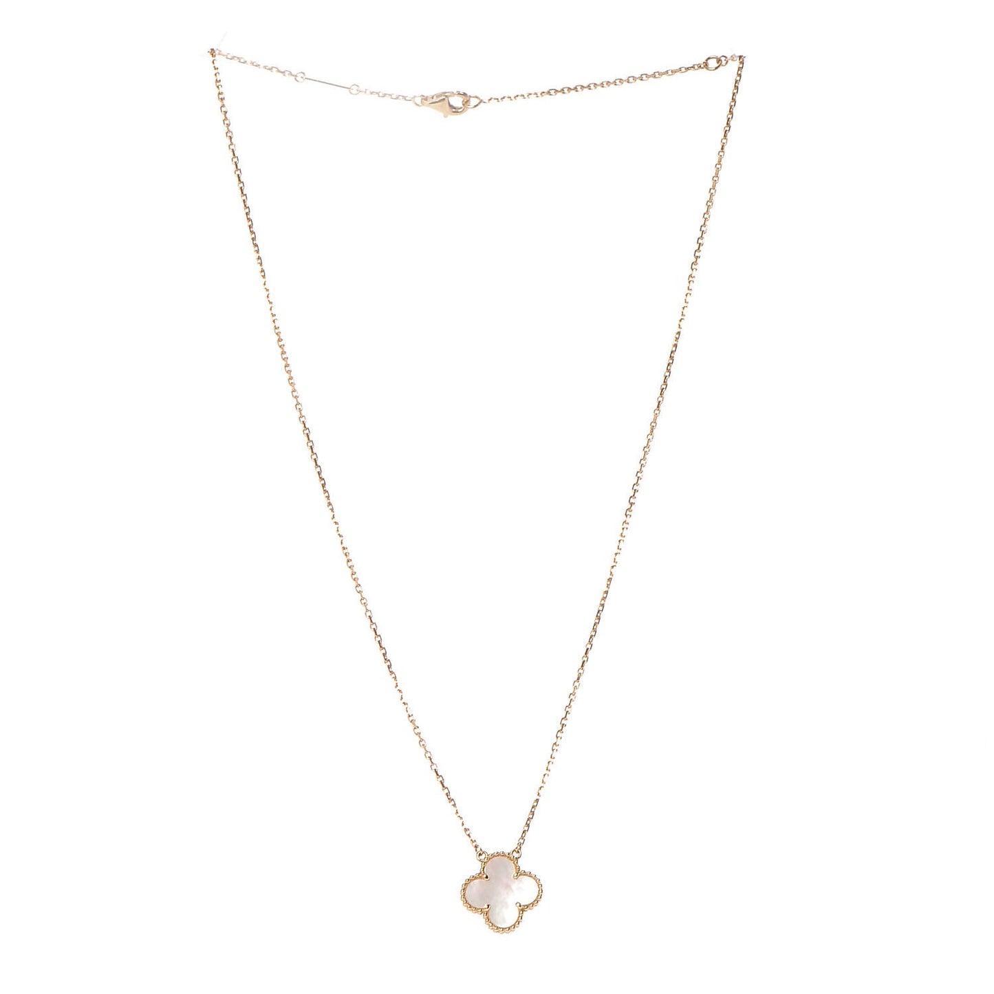 18K Yellow Gold Mother of Pearl Vintage Alhambra Pendant Necklace
