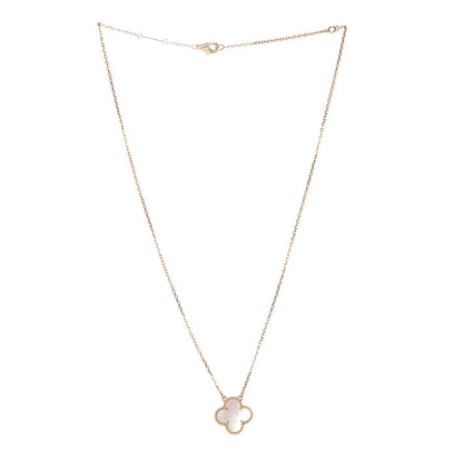 Van Cleef & Arpels 18K Yellow Gold Mother of Pearl Vintage Alhambra Pendant Necklace 3 of 6