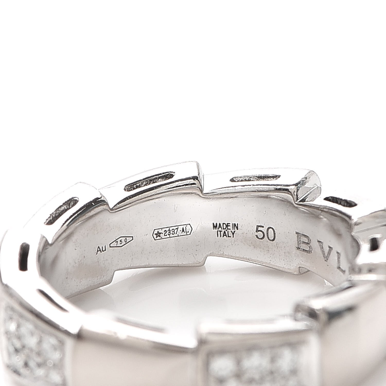 Bulgari 18K White Gold Diamond Serpenti Band Ring 50 5.25 4 of 5