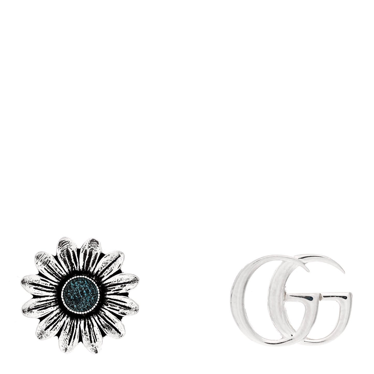 Sterling Silver Blue Topaz Flower Marmont Double G Earrings