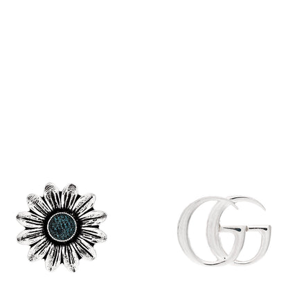 Gucci Sterling Silver Blue Topaz Flower Marmont Double G Earrings 1 of 5