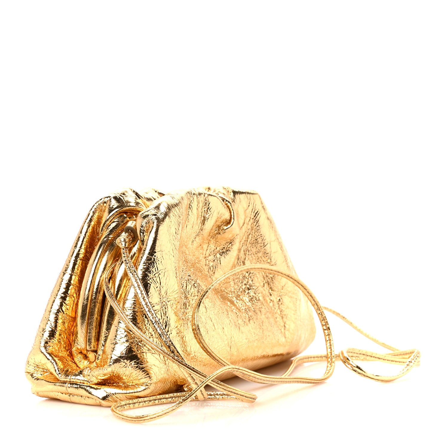 Bottega Veneta Metallic Crinkled Lambskin The Mini Pouch Oro 4 of 12