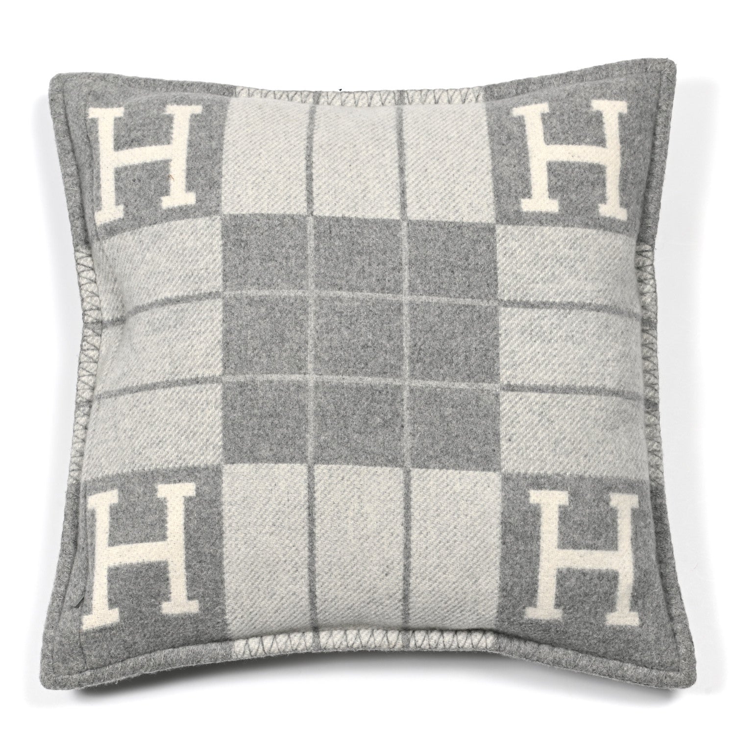 Hermes Wool Cashmere Avalon III Pillow PM Ecru Gris Clair 2 of 3