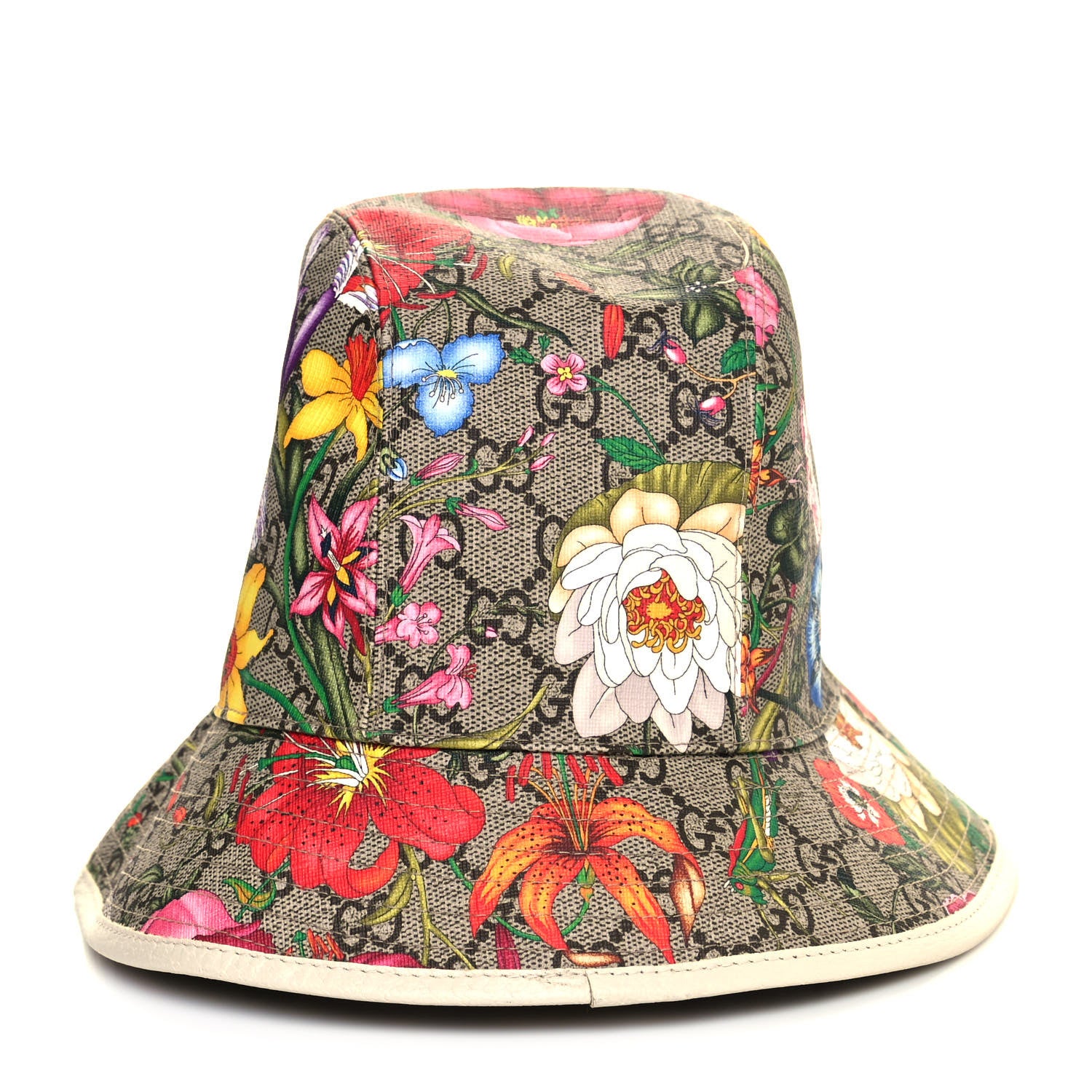 Gucci GG Supreme Monogram Flora Bucket Hat 56 White 2 of 5