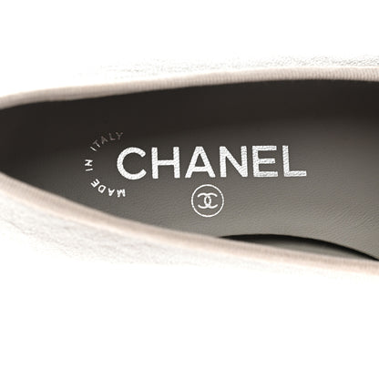 Chanel Caviar CC Cap Toe Ballerina Flats 35 Grey 7 of 9