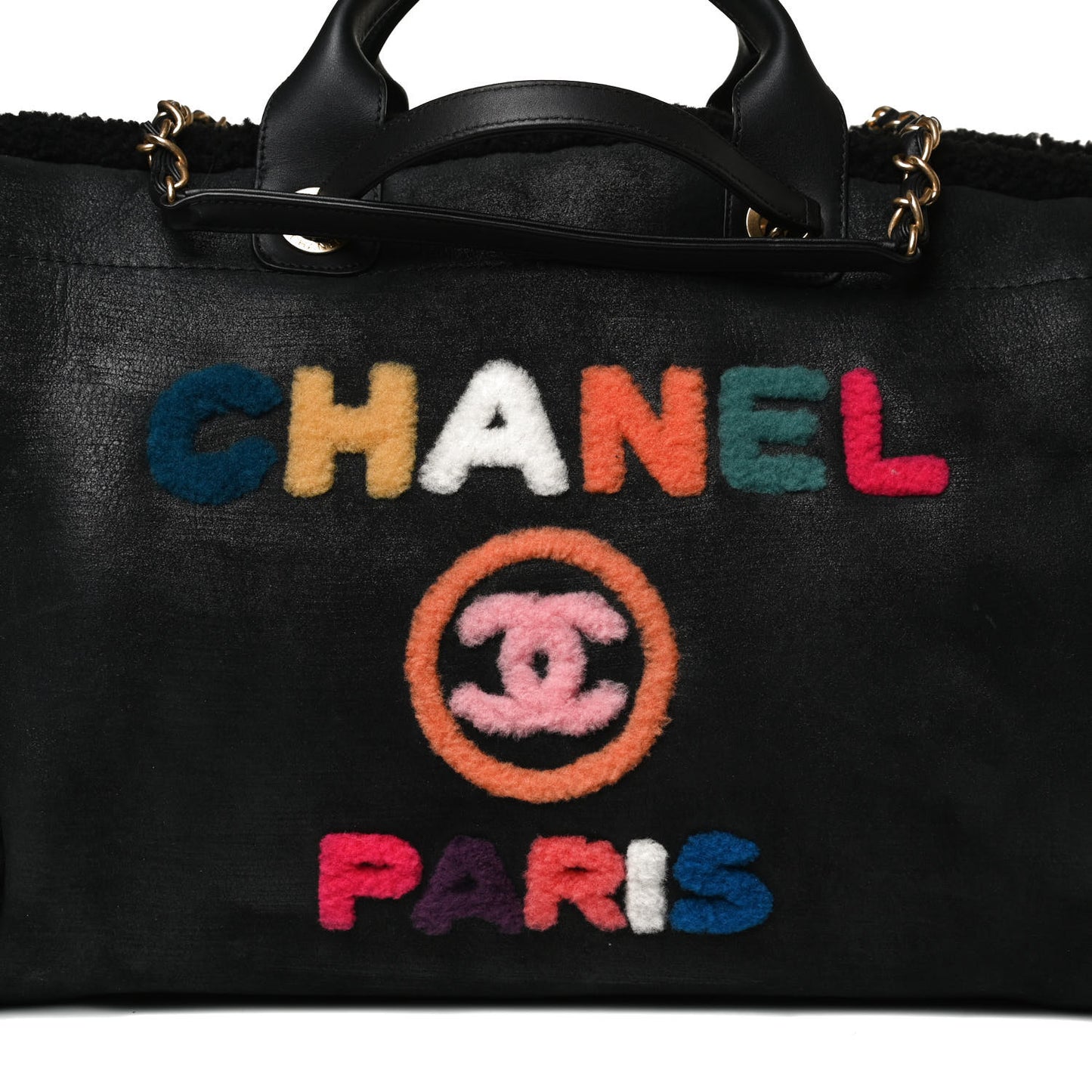 Shearling Large Deauville Tote Black