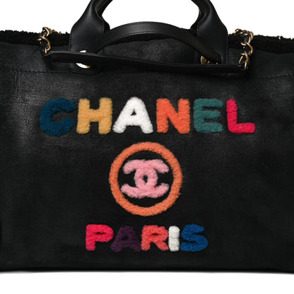 Chanel Shearling Large Deauville Tote Black 8 of 19