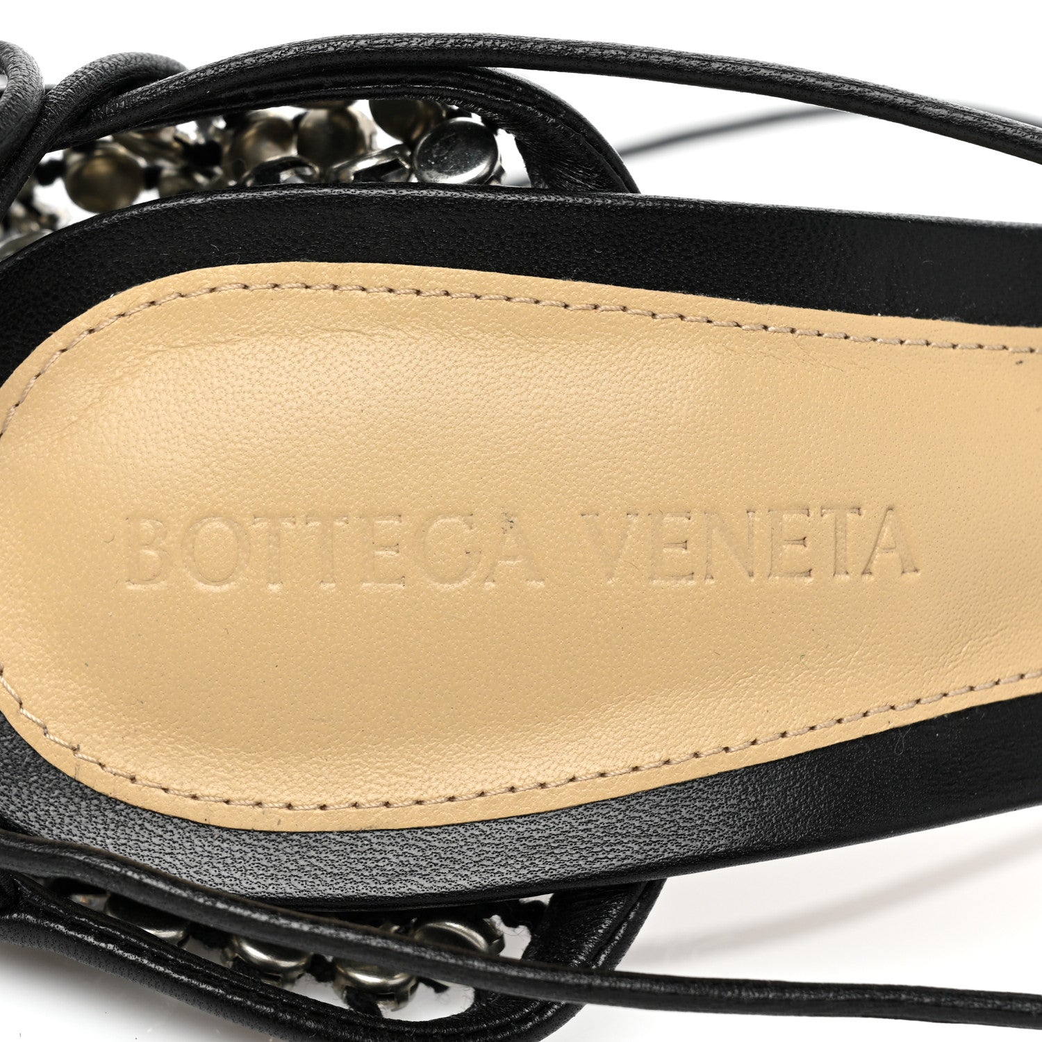 Bottega Veneta Mesh Nappa Crystal Embellished Sparkle Stretch Ankle Tie Sandals 36.5 Black 8 of 8
