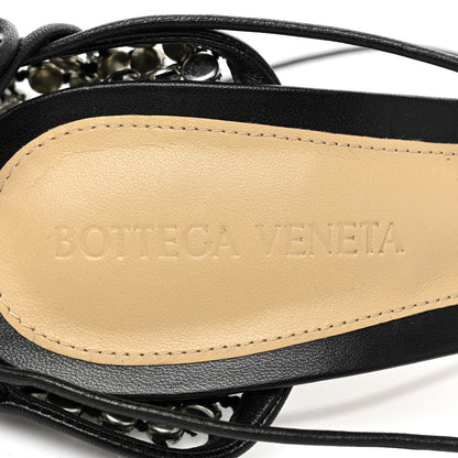 Bottega Veneta Mesh Nappa Crystal Embellished Sparkle Stretch Ankle Tie Sandals 36.5 Black 8 of 8