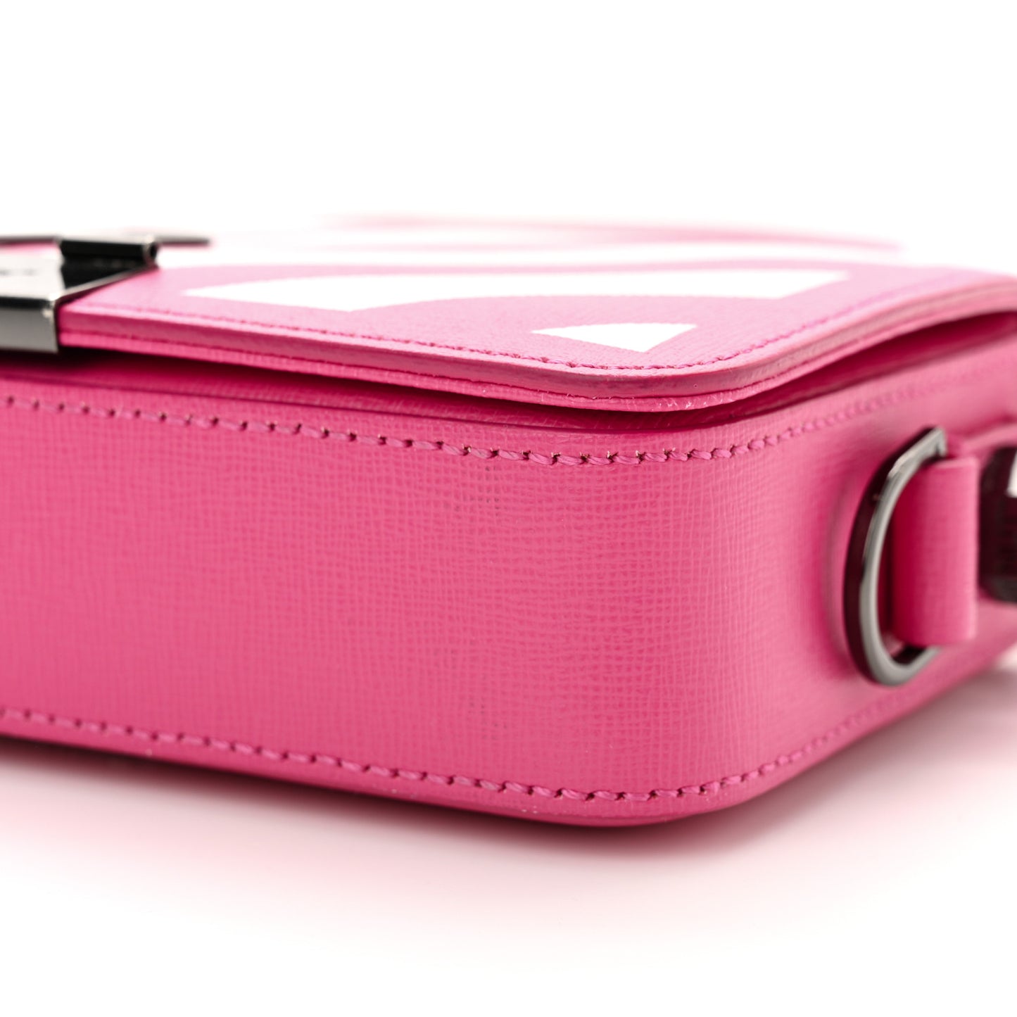 Saffiano Striped Diag Binder Clip Bag Pink White