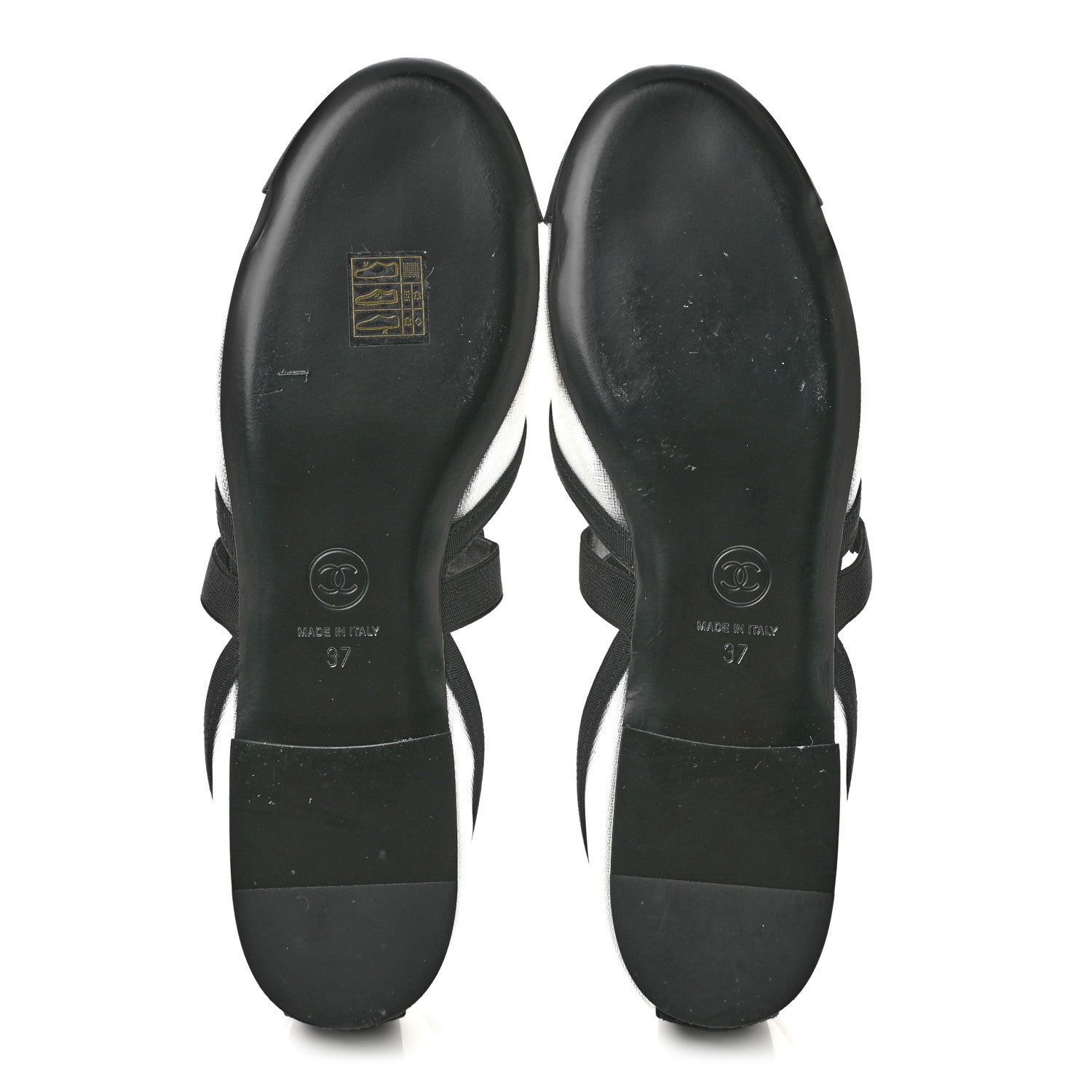 Chanel Mesh Grosgrain Mary Janes Flats 37 White Black 6 of 10