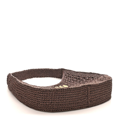 Miu Miu Raffia Crochet Woven Hobo Cacao Naturale 4 of 9