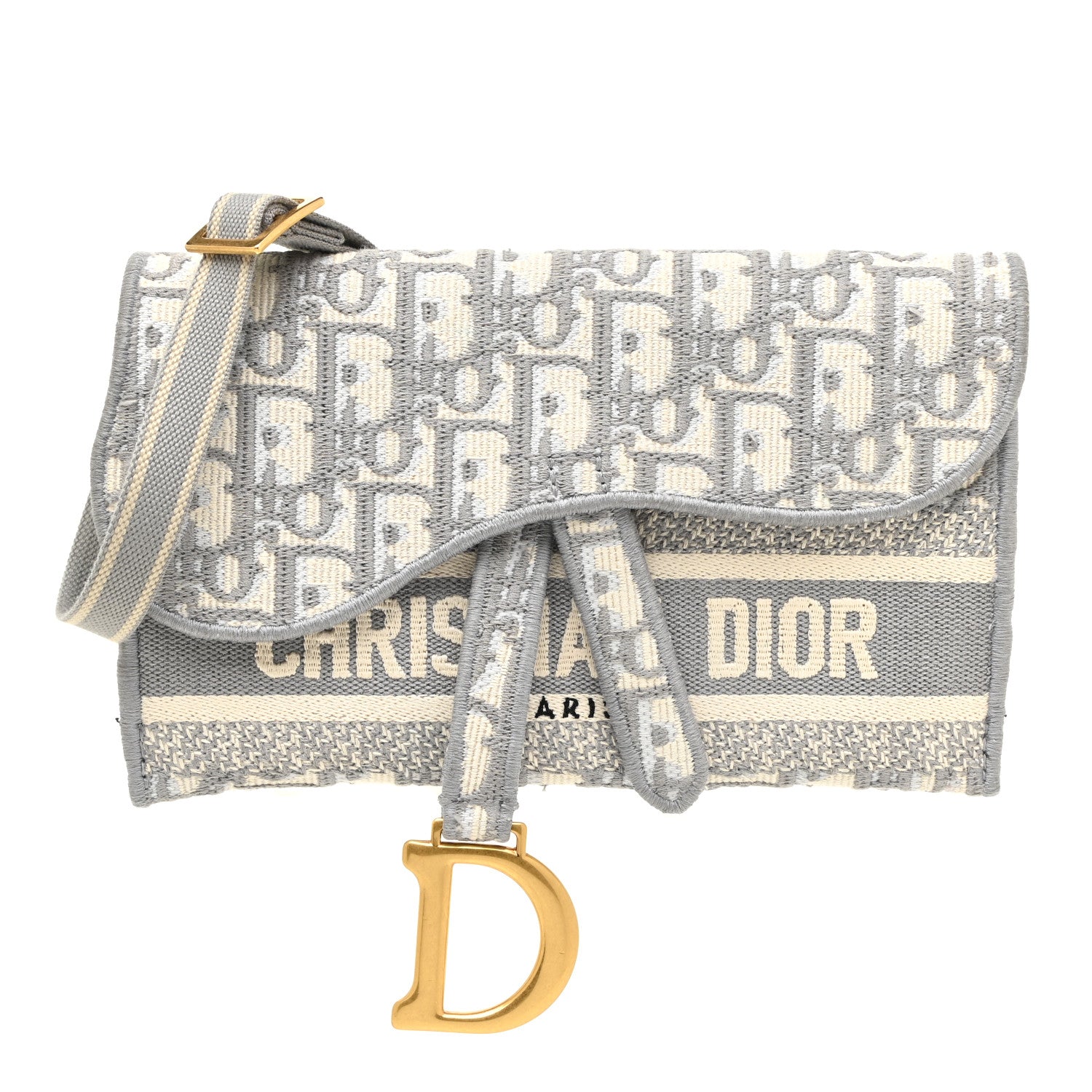 Christian Dior Oblique Slim Saddle Pouch Grey 1 of 11