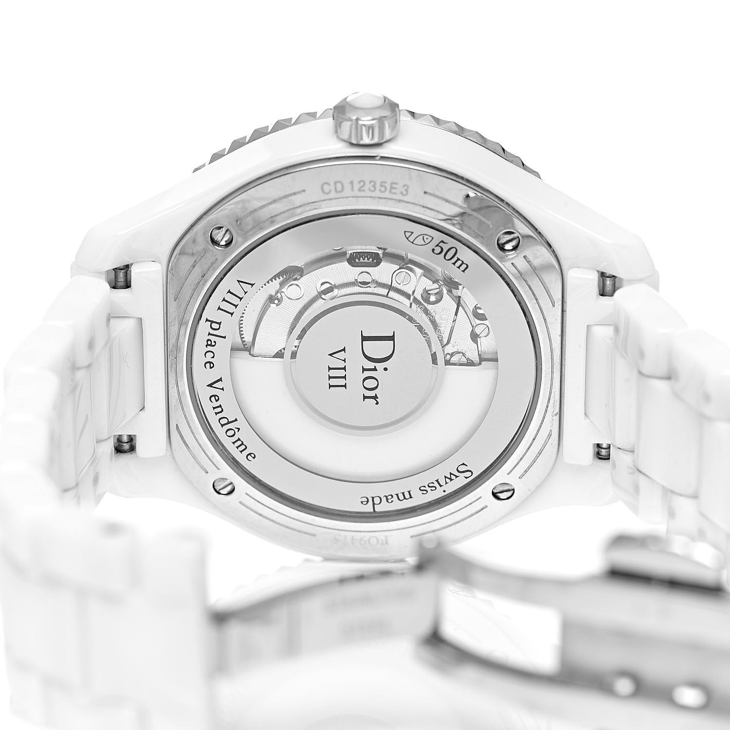 Stainless Steel Ceramic Diamond Mother of Pearl 33mm Dior VIII Automatic Watch White