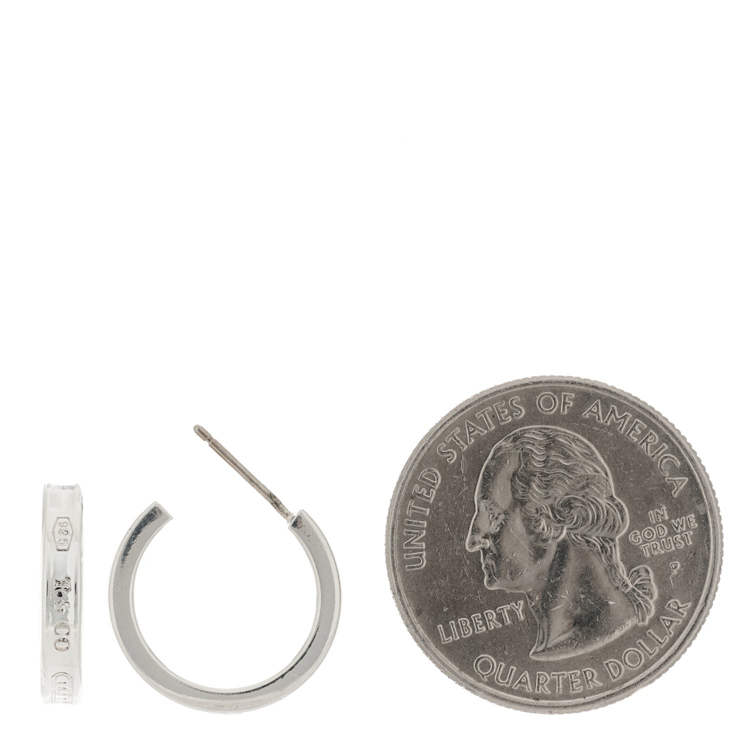 Tiffany Sterling Silver 1837 Small Narrow Hoop Earrings 2 of 5
