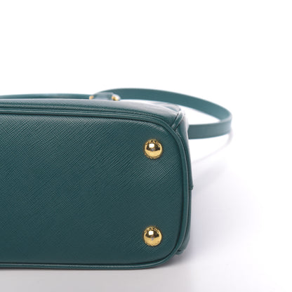 Prada Saffiano Lux Mini Galleria Double Zip Tote Ottanio 10 of 10