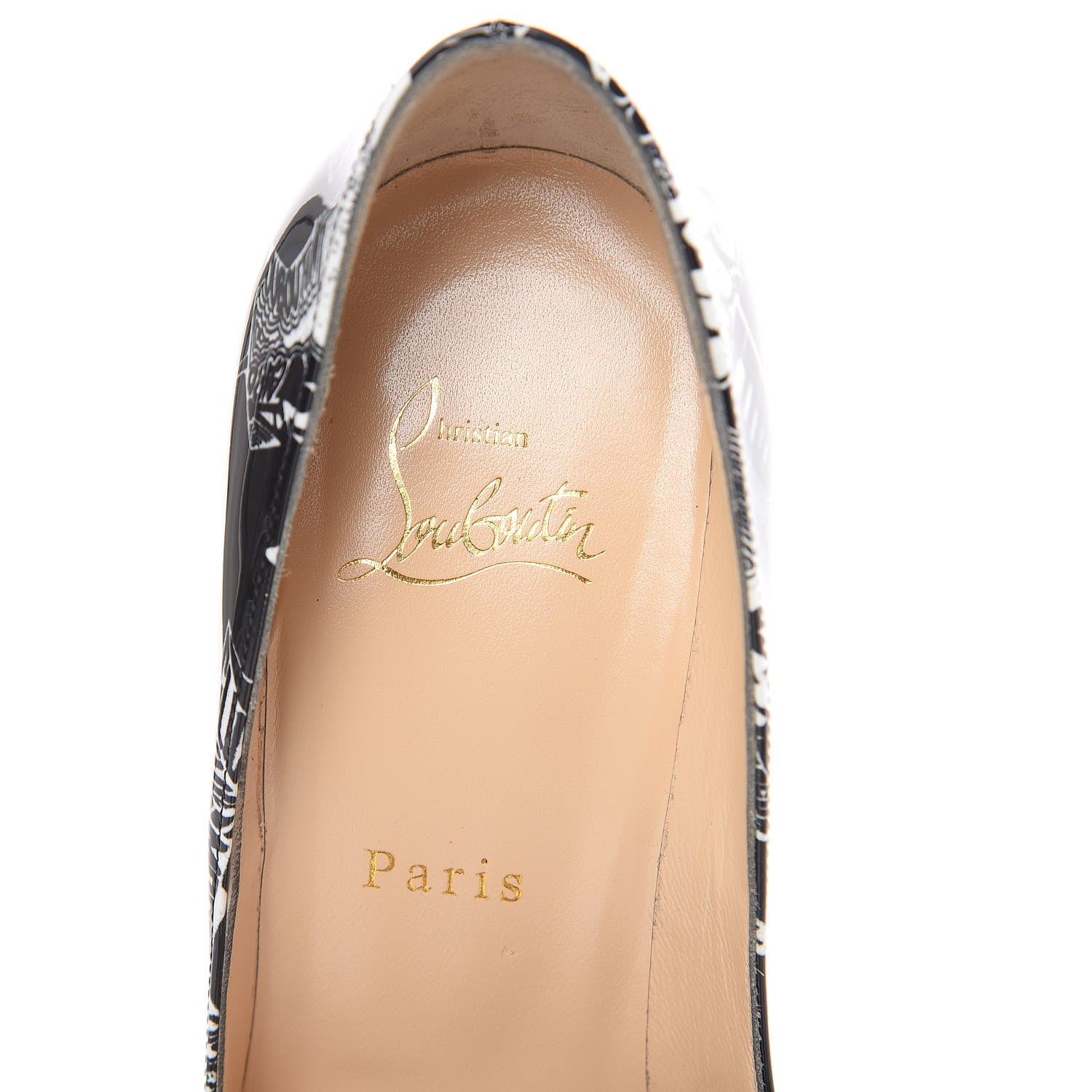 Christian Louboutin Patent Nicograf Pigalle Follies 100 Pumps 38 Black White 6 of 10