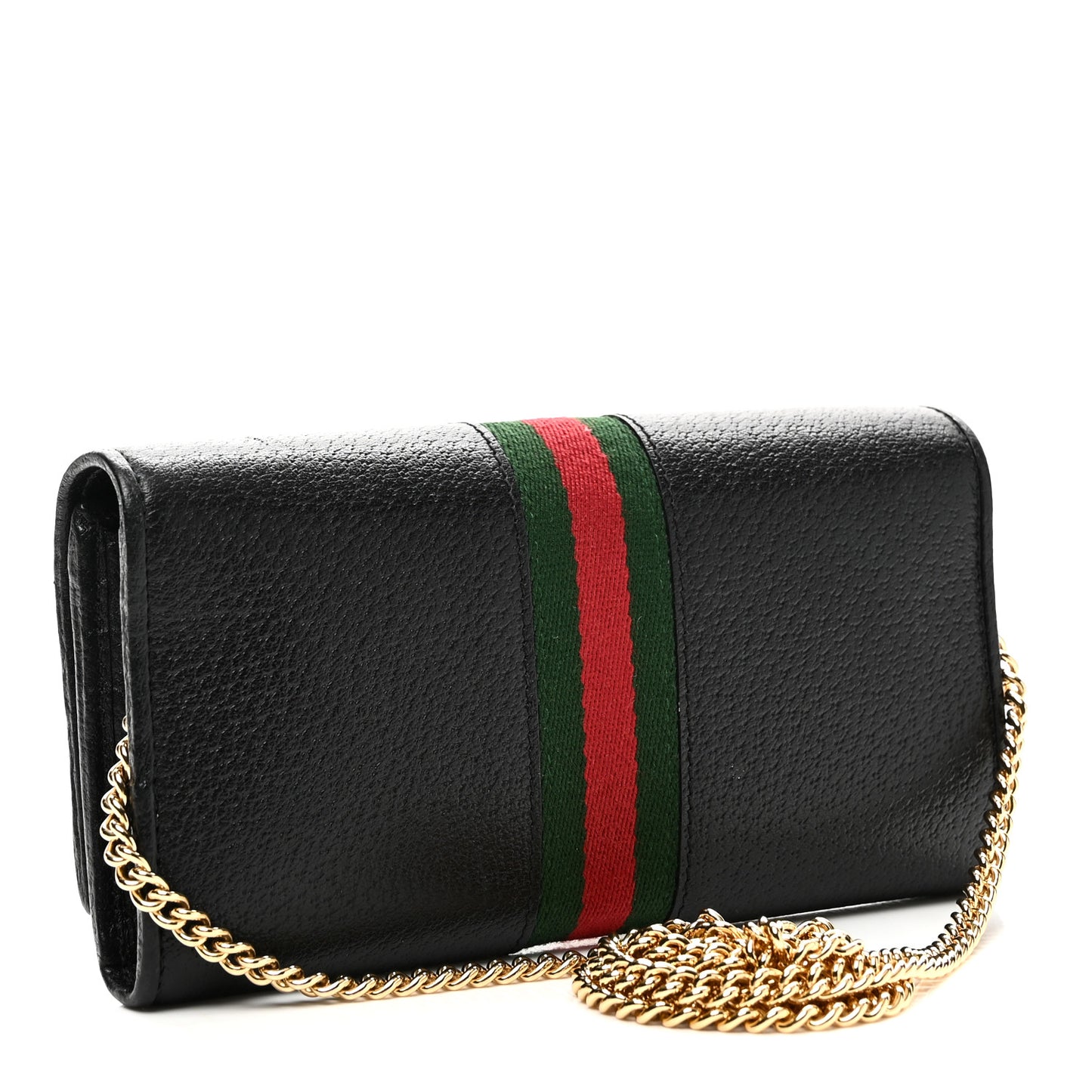 Textured Calfskin Web Ophidia Wallet On Chain Black