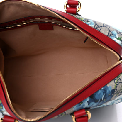 Gucci GG Supreme Monogram Blooms Medium Boston Beige Blue Navy Hibiscus Red 5 of 9