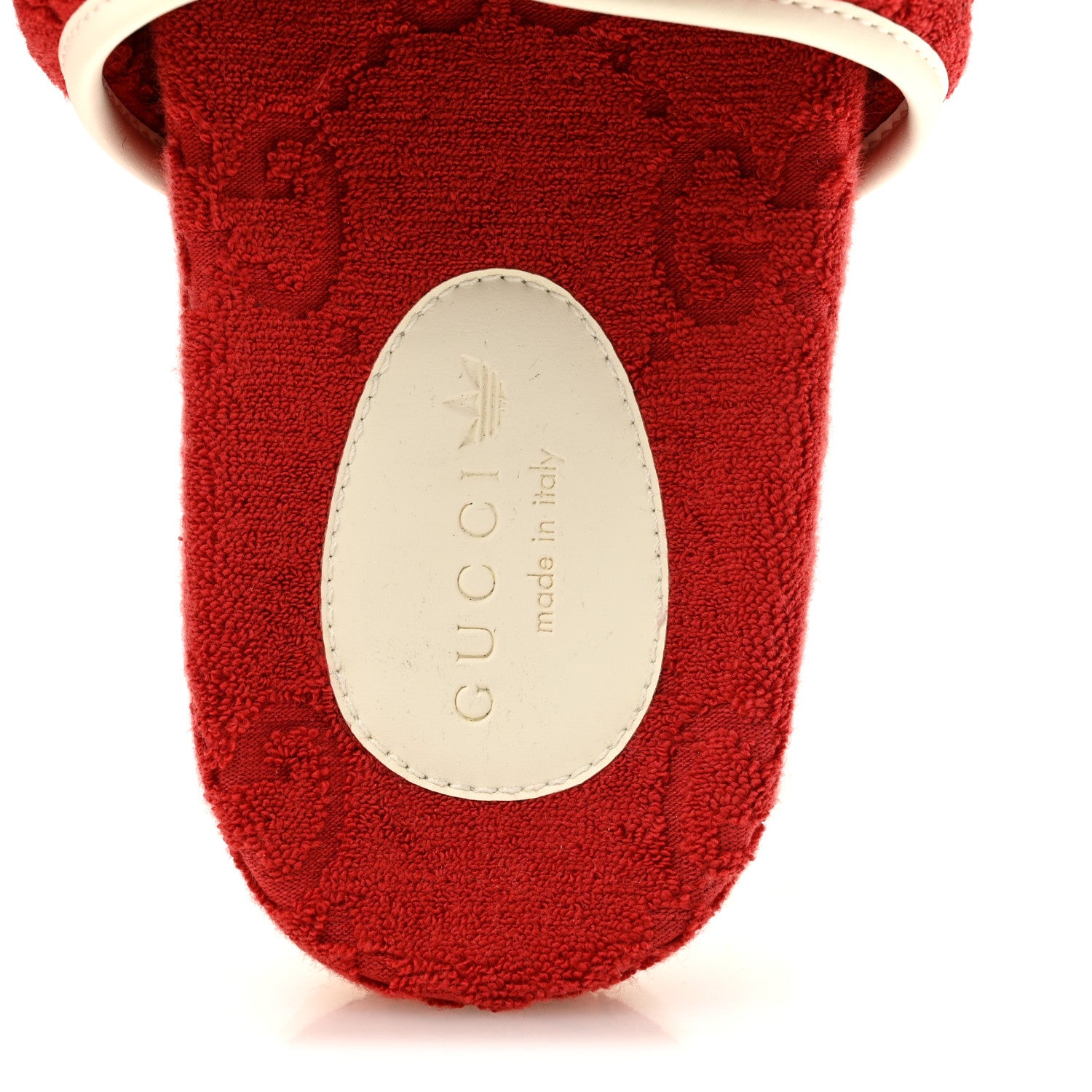 Gucci X ADIDAS Terry Cloth GG Monogram Womens Platform Sandals 36 Maple Red Off White 7 of 9