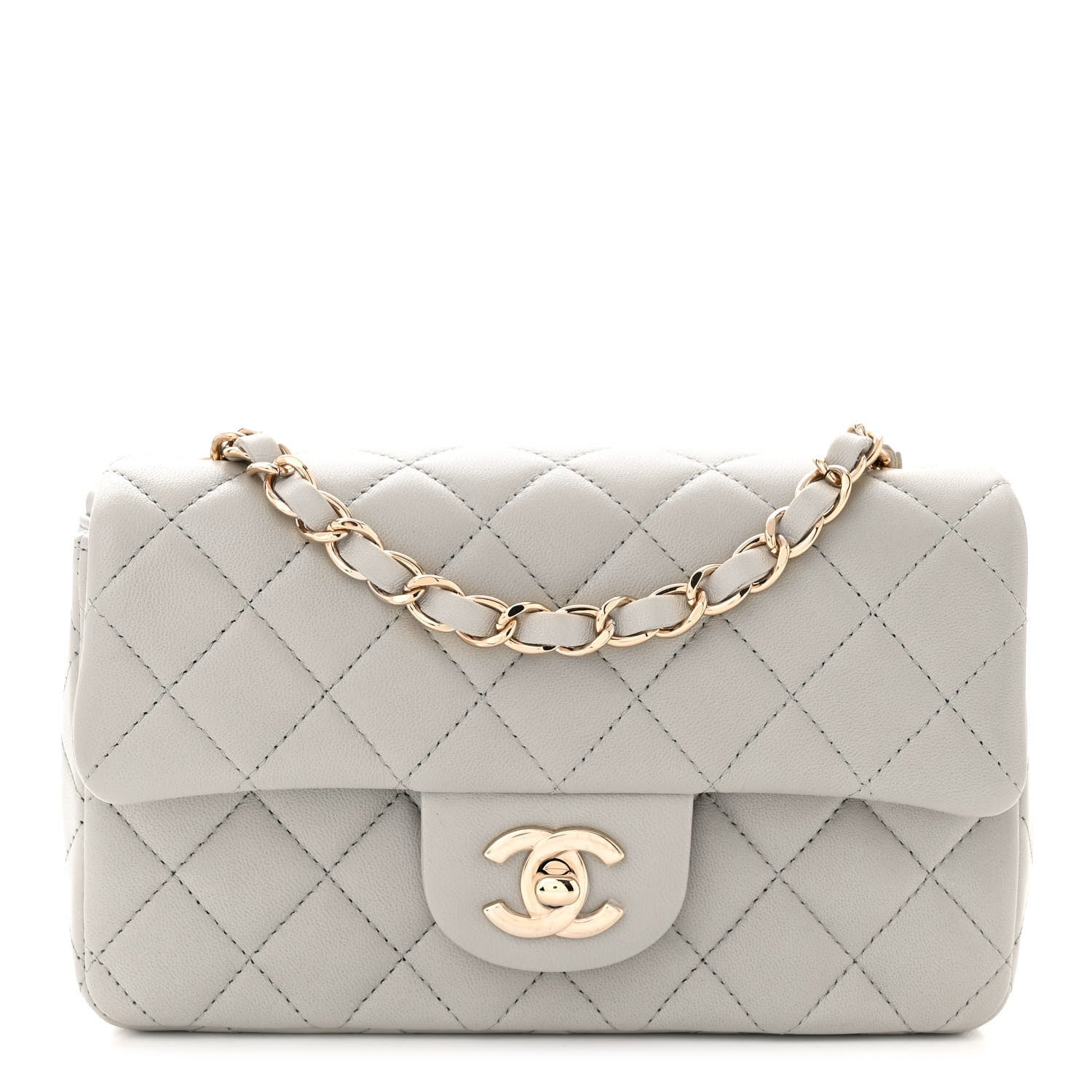 Chanel Lambskin Quilted Mini Rectangular Flap Grey 1 of 11