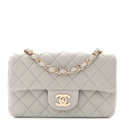 Chanel Lambskin Quilted Mini Rectangular Flap Grey 1 of 11