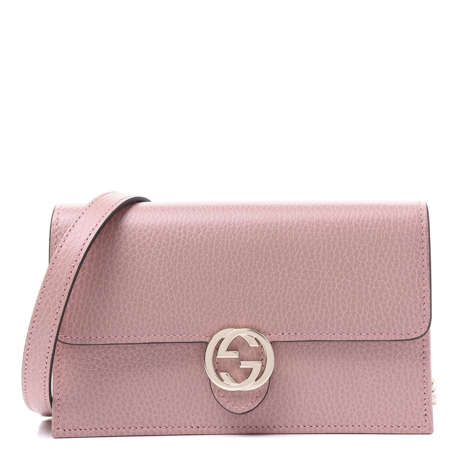 Gucci Dollar Calfskin Interlocking G Chain Wallet Soft Pink 1 of 9