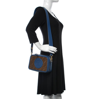 Fendi Glazed Fabric Vitello Century F is Fendi FF 1974 Stamp Patch Camera Case Mogano Panna Iris 2 of 9