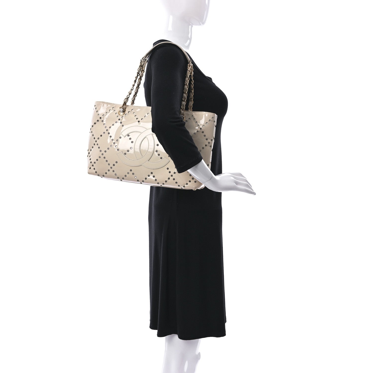 Chanel Patent Perforated CC Tote White 2 of 20
