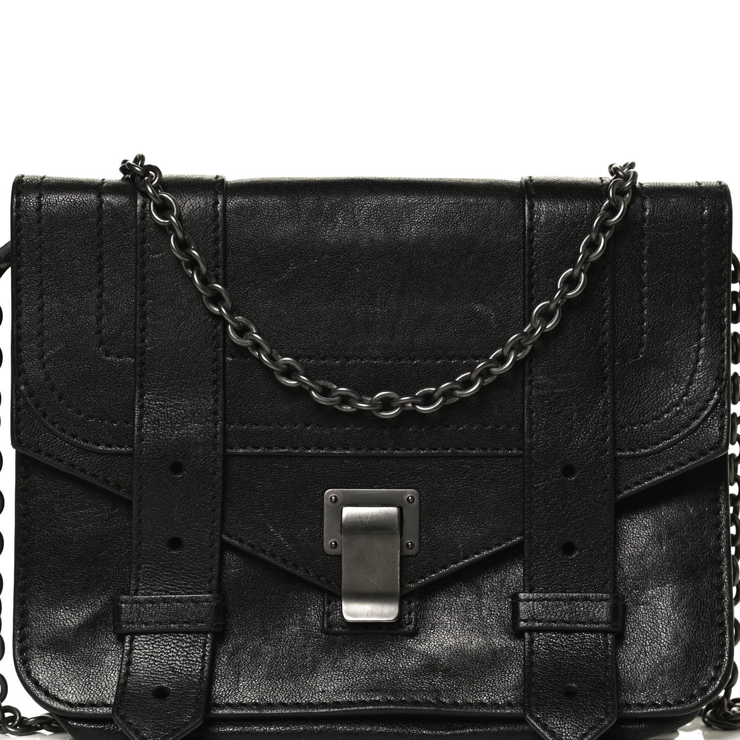 Lambskin PS1 Large Chain Wallet Black