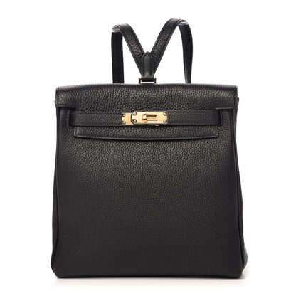 Hermes Taurillon Clemence Kelly Ado Backpack Black 1 of 9