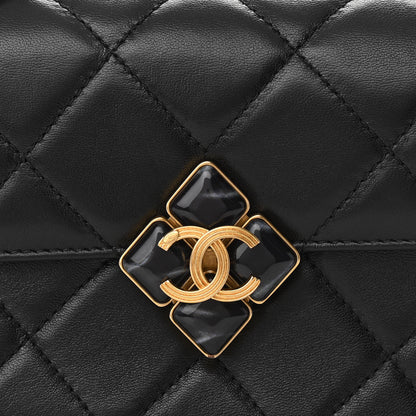 Chanel Lambskin Quilted Diamond Lock Flap Black 8 of 11