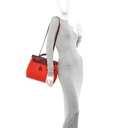 Hermes Vache Hunter Toile Herbag Zip Retourne 31 PM Orange Mecano Rouge H 2 of 15