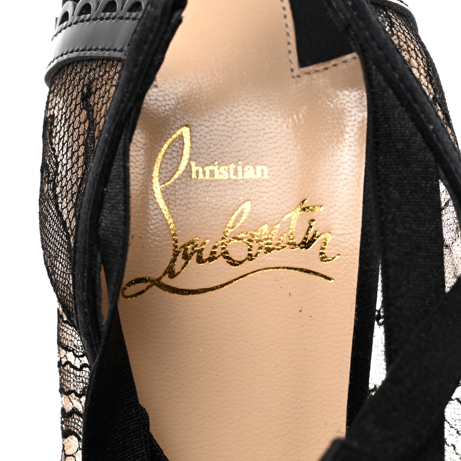 Christian Louboutin Satin Lace Chantilly Guiptik 100 Slingback Sandals 37 Black 6 of 7