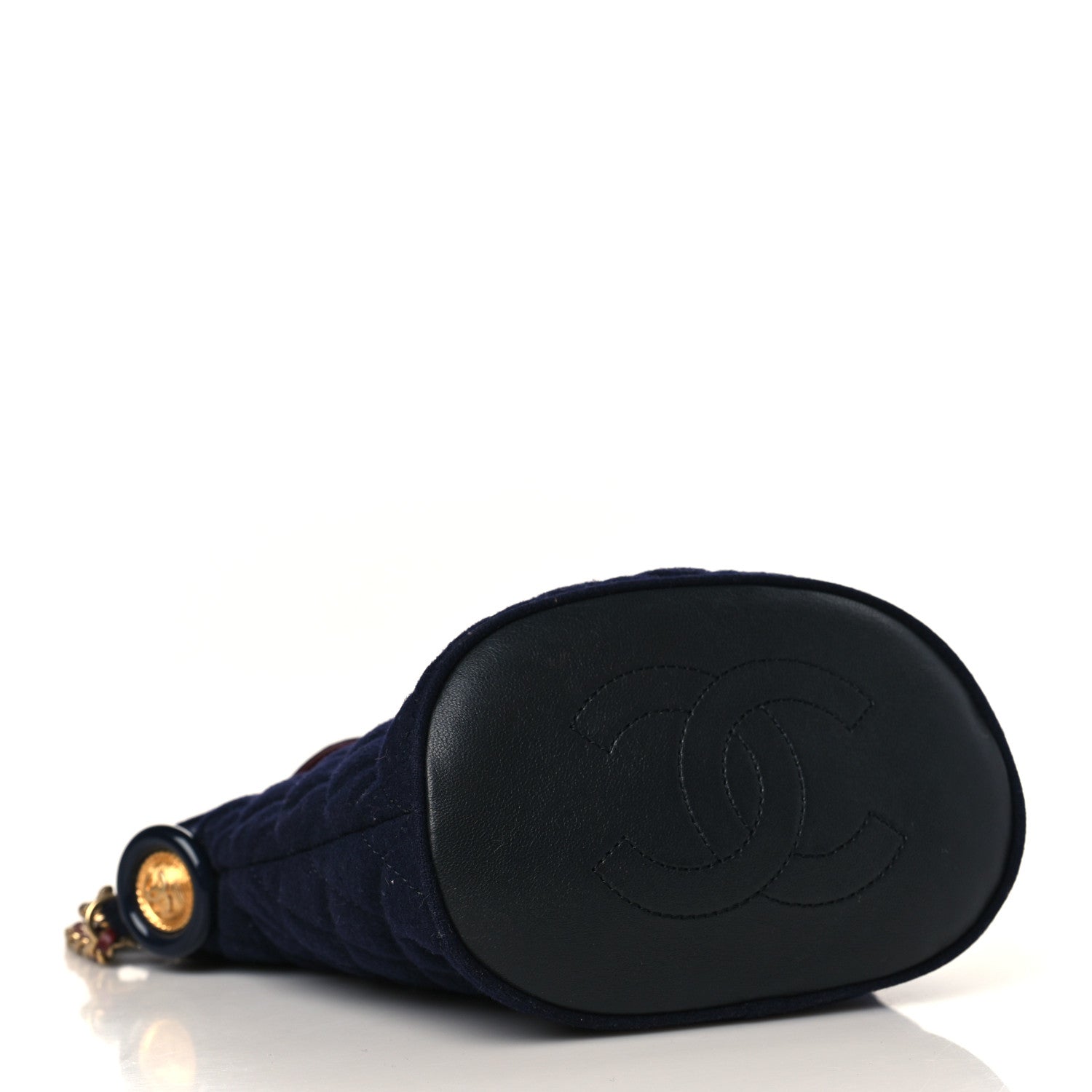 Chanel Wool Lambskin Quilted Paris Hamburg Charms Bucket Bag Dark Navy 4 of 9