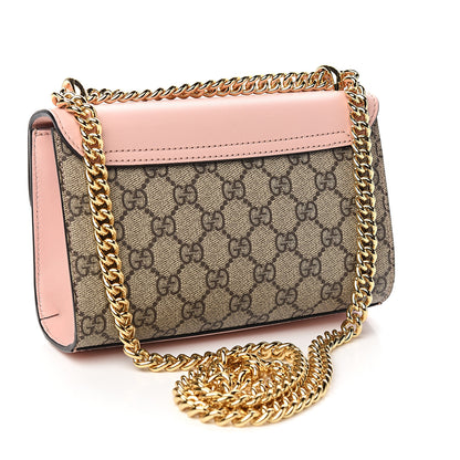 Gucci GG Supreme Monogram Calfskin Studded Small Padlock Shoulder Bag Beige Perfect Pink 2 of 10