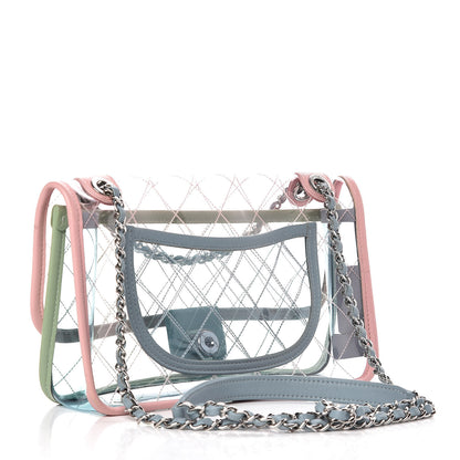 Chanel Lambskin PVC Quilted Medium Coco Splash Flap Blue Green 3 of 9