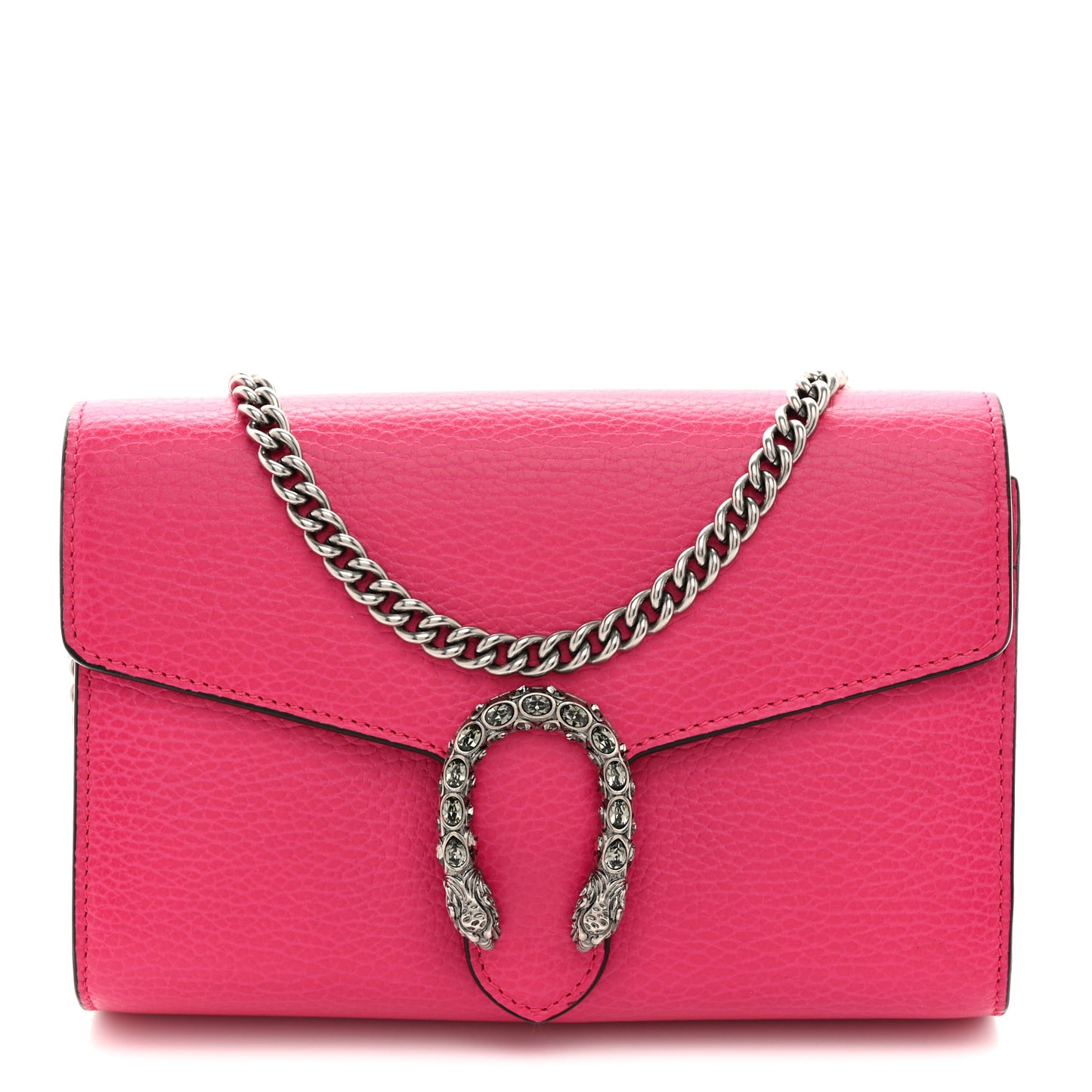 Dollar Calfskin Crystal Mini Dionysus Chain Wallet Box Pink