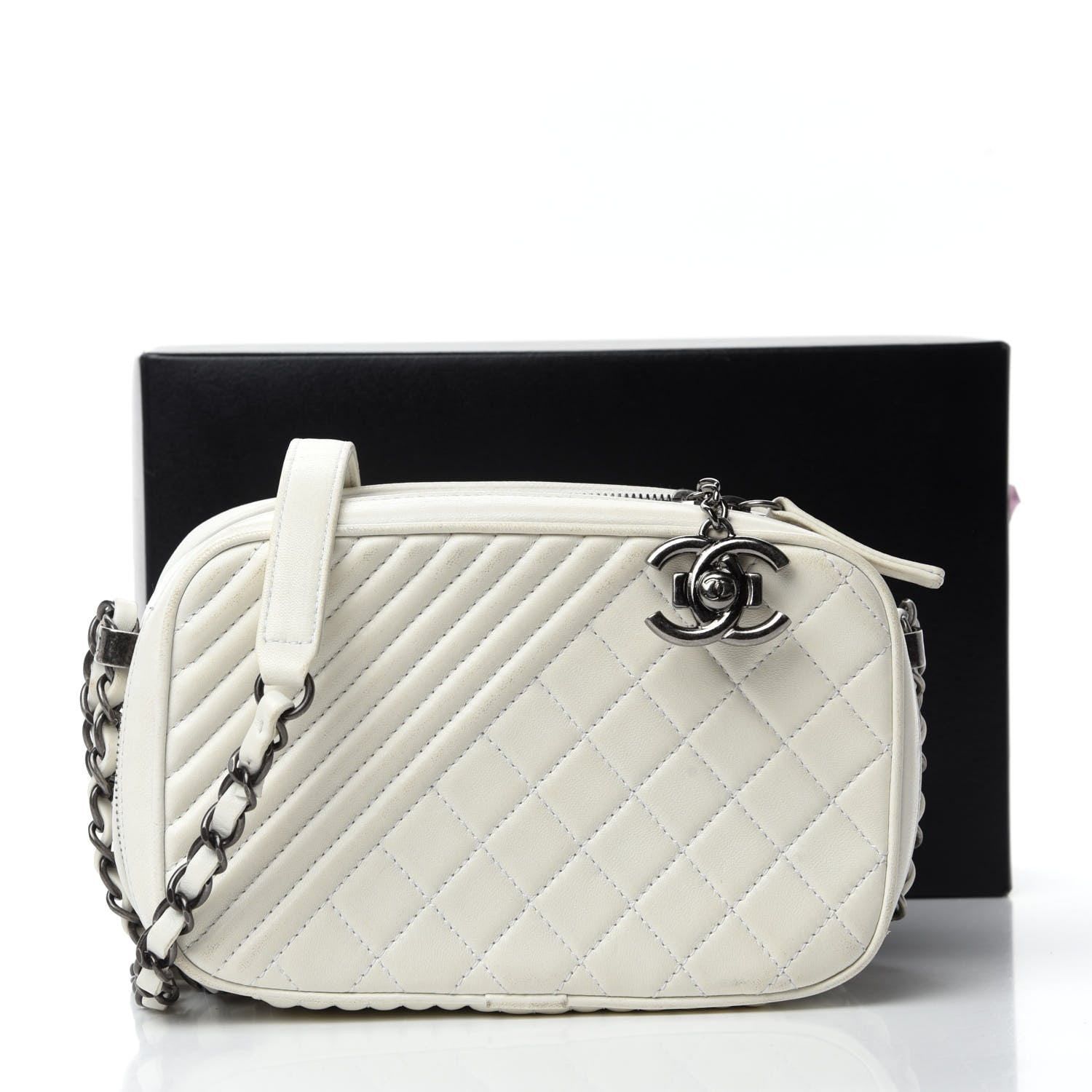 Chanel Lambskin Small Coco Boy Camera Case White 13 of 13