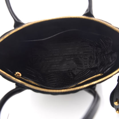 Prada Velluto Impuntu Embroidered Tote Bag Black 7 of 9